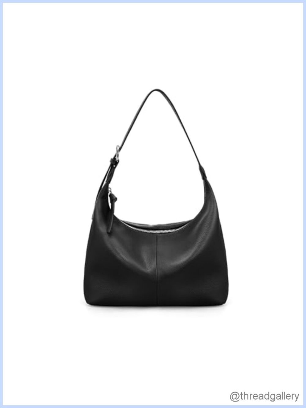 Genuine Pebbled Leather Slouchy Hobo Shoulder Bag Adjustable Strap